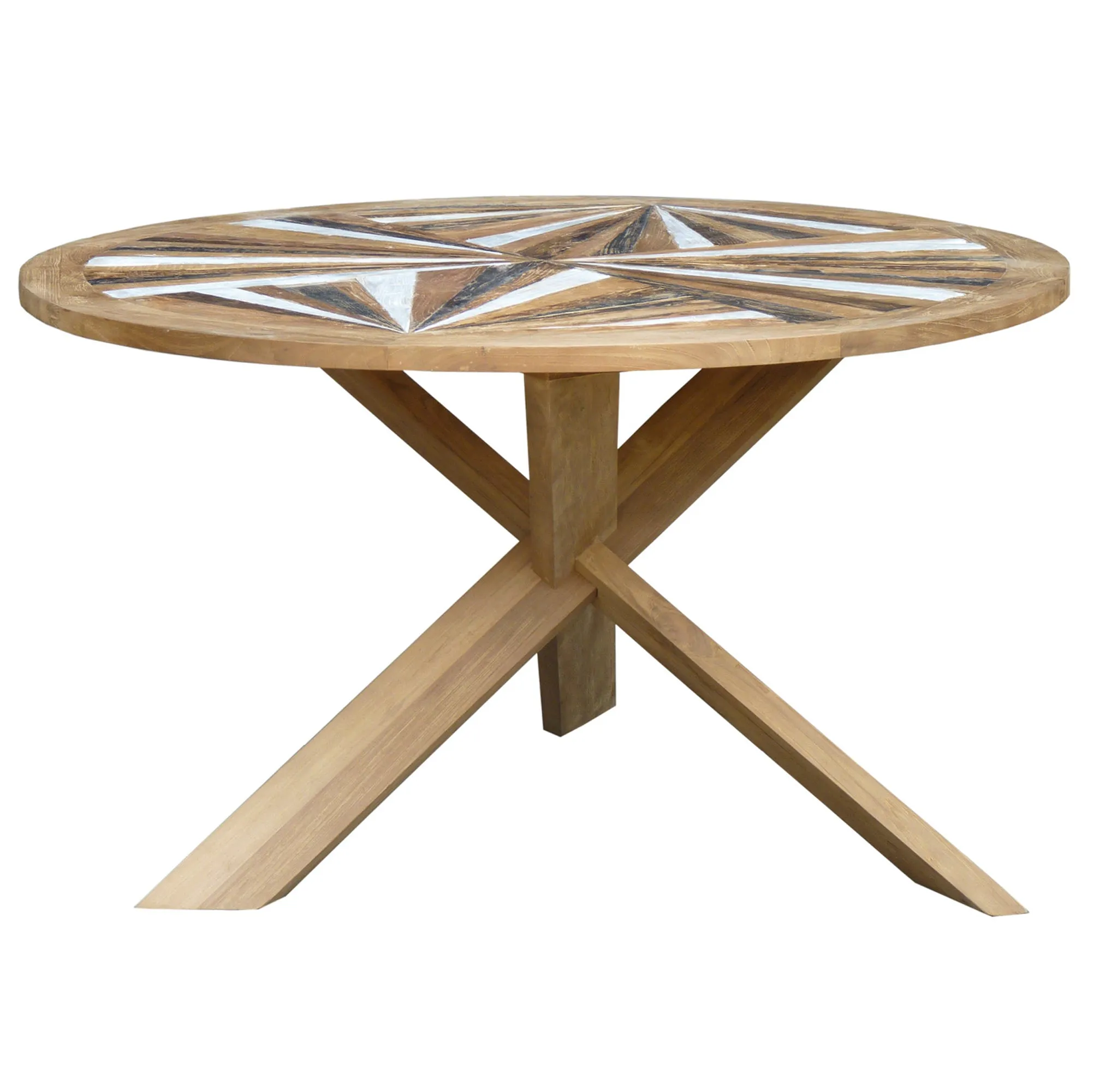 53-Inch Tuscany Round Dining Table Made from Recycled Teak Wood - Eco-Friendly and Stylish