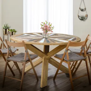 53-Inch Tuscany Round Dining Table Made from Recycled Teak Wood - Eco-Friendly and Stylish