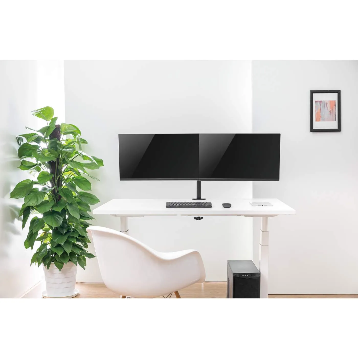 Universal Dual Monitor Mount with Double-Link Swing Arms