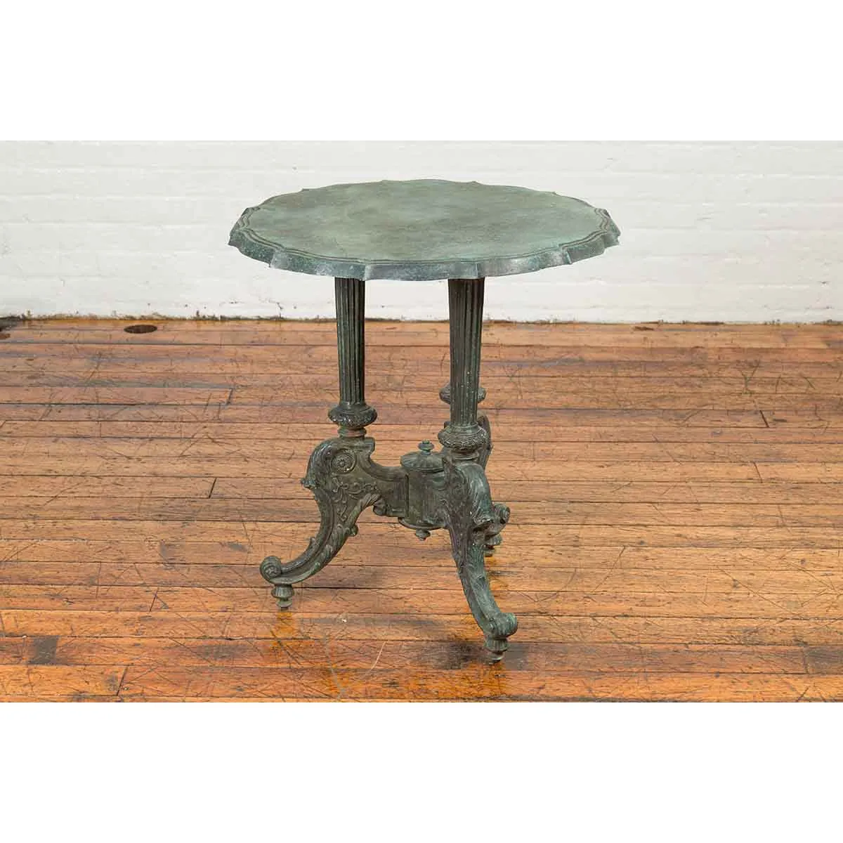 Verdigris Table with Fluted Legs