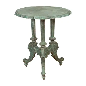 Verdigris Table with Fluted Legs