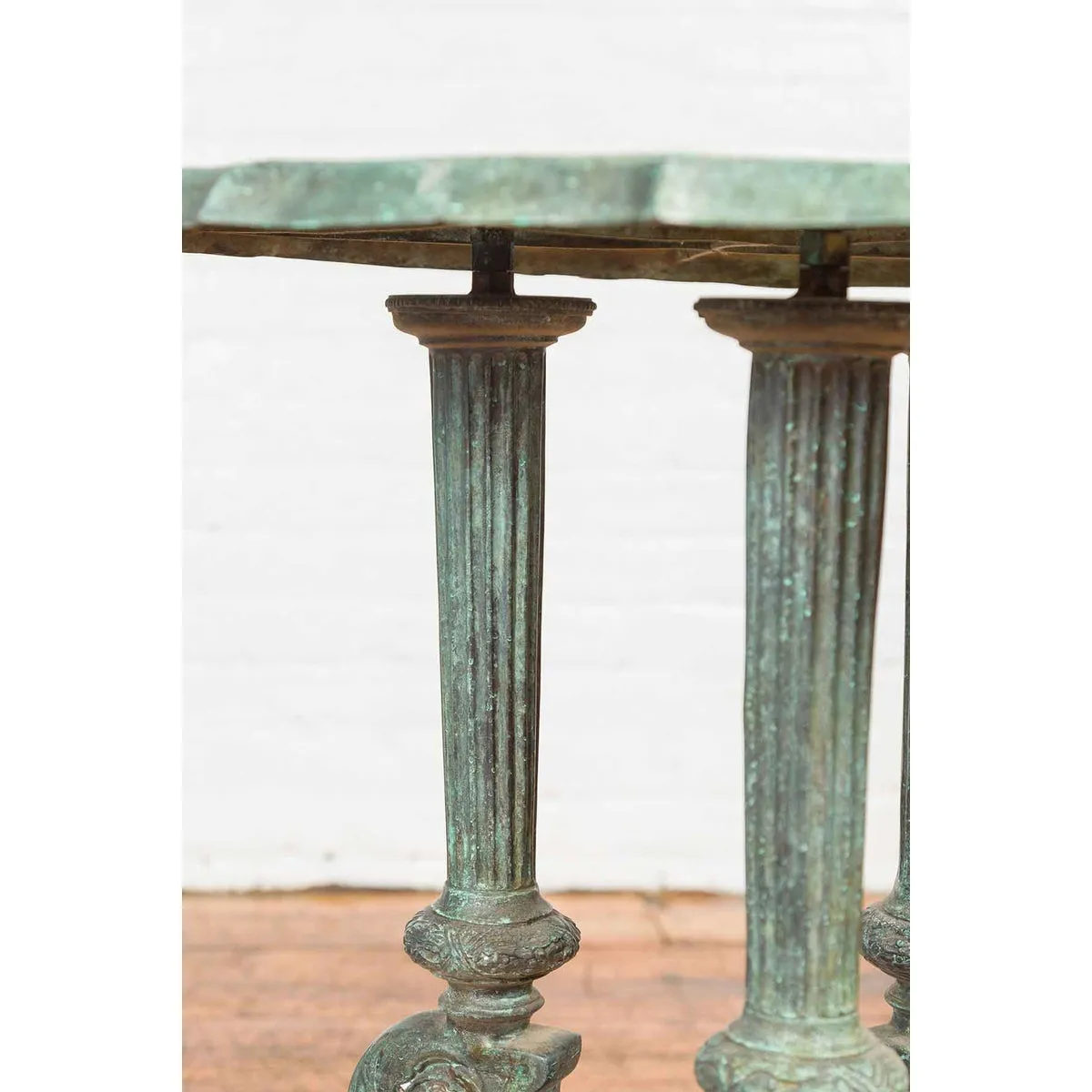 Verdigris Table with Fluted Legs
