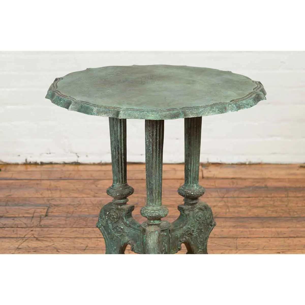 Verdigris Table with Fluted Legs