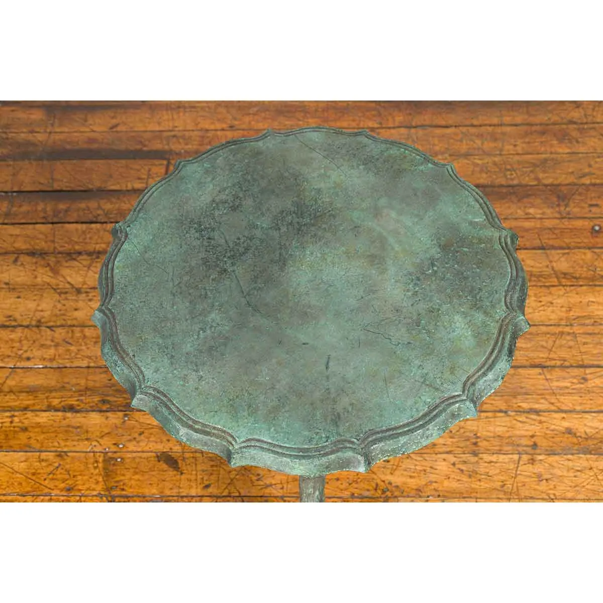 Verdigris Table with Fluted Legs