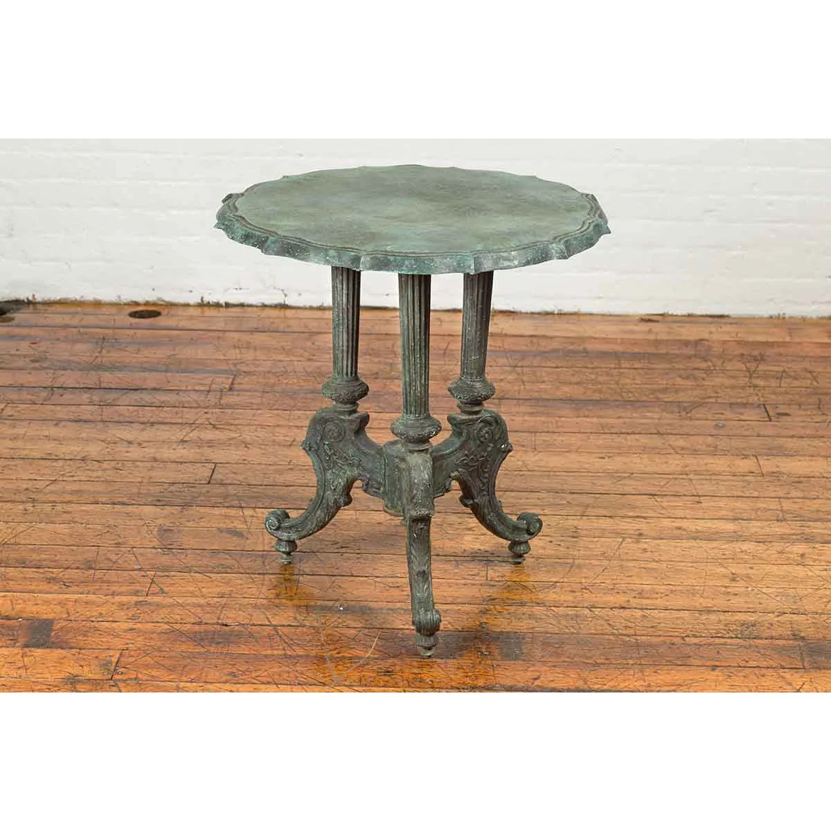 Verdigris Table with Fluted Legs