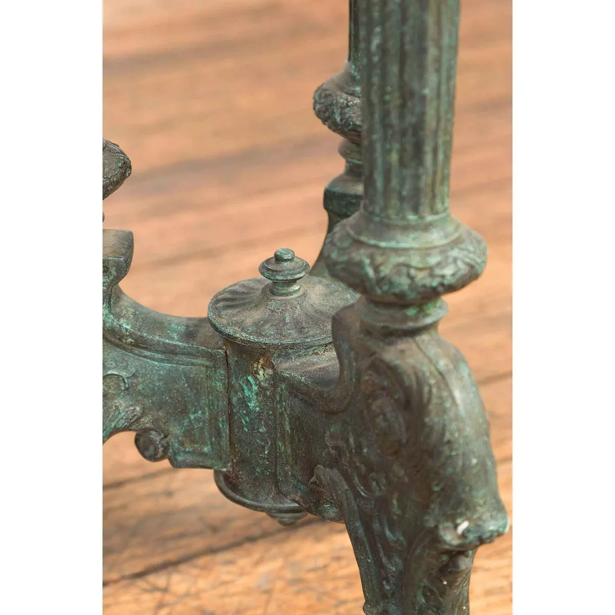 Verdigris Table with Fluted Legs