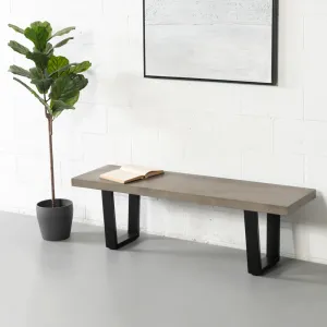 VERONA - Grey Concrete Bench with U Black Legs