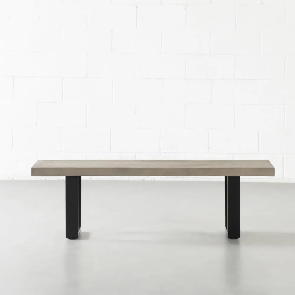 VERONA - Grey Concrete Bench with U Black Legs