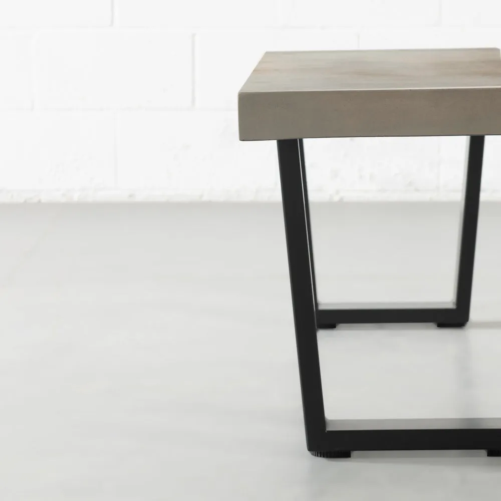 VERONA - Grey Concrete Bench with U Black Legs
