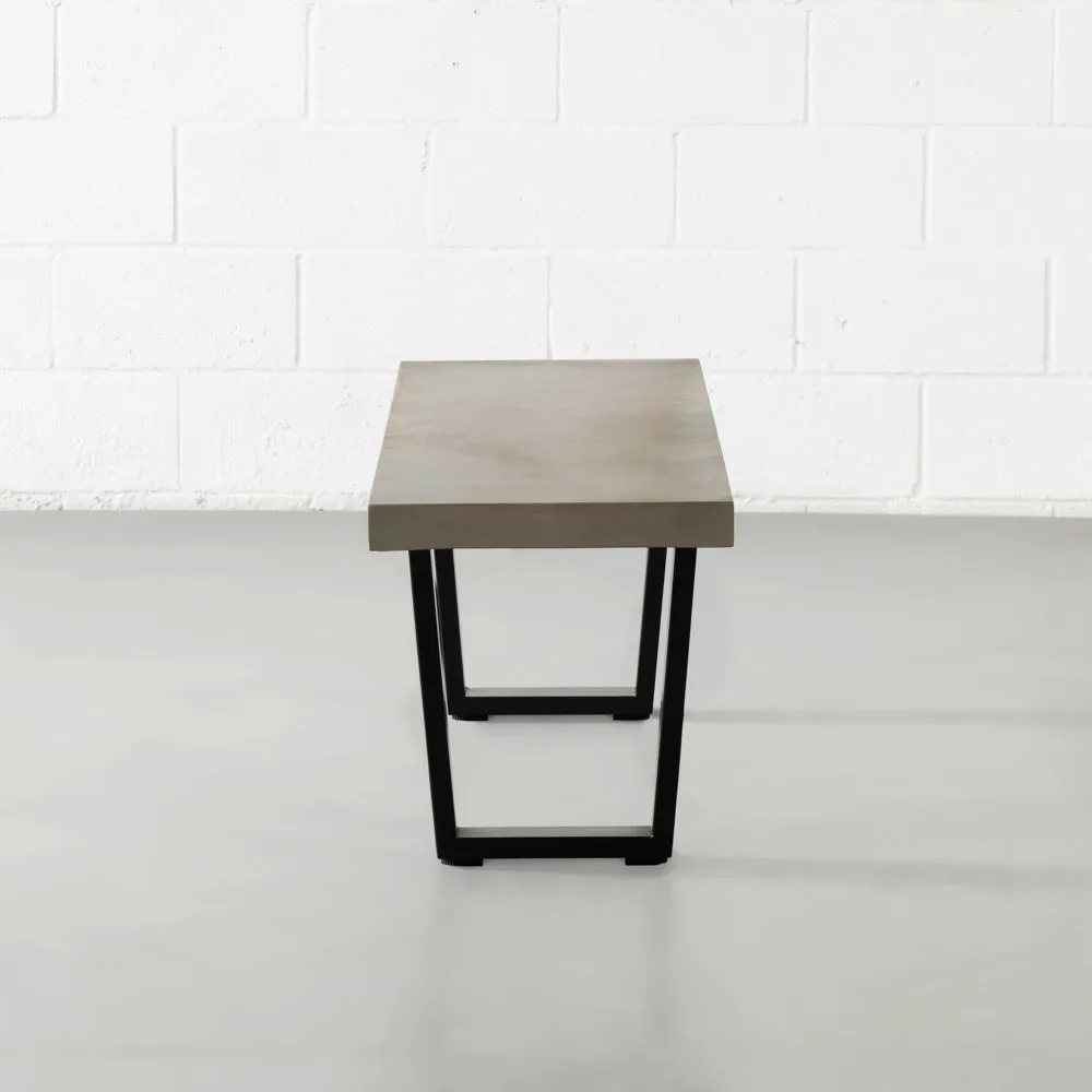 VERONA - Grey Concrete Bench with U Black Legs
