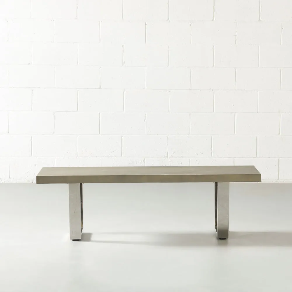 VERONA - Grey Concrete Bench with U Chrome Legs