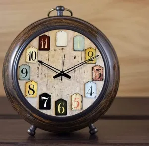 Vintage Wooden Table Desk Shelf Clock for Home, Office, Bedroom, Living Room, Kitchen, Dining Room, Bedside Table, Decorative Gift Item
