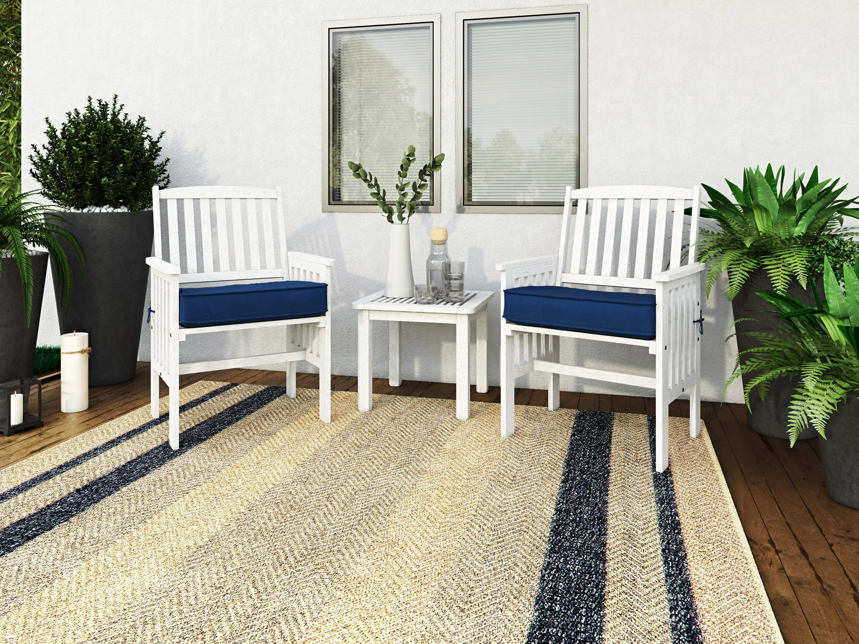 Washed White 3 Piece Patio Set