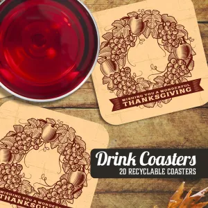 Wishing You a Wonderful Thanksgiving Paper Coaster Set