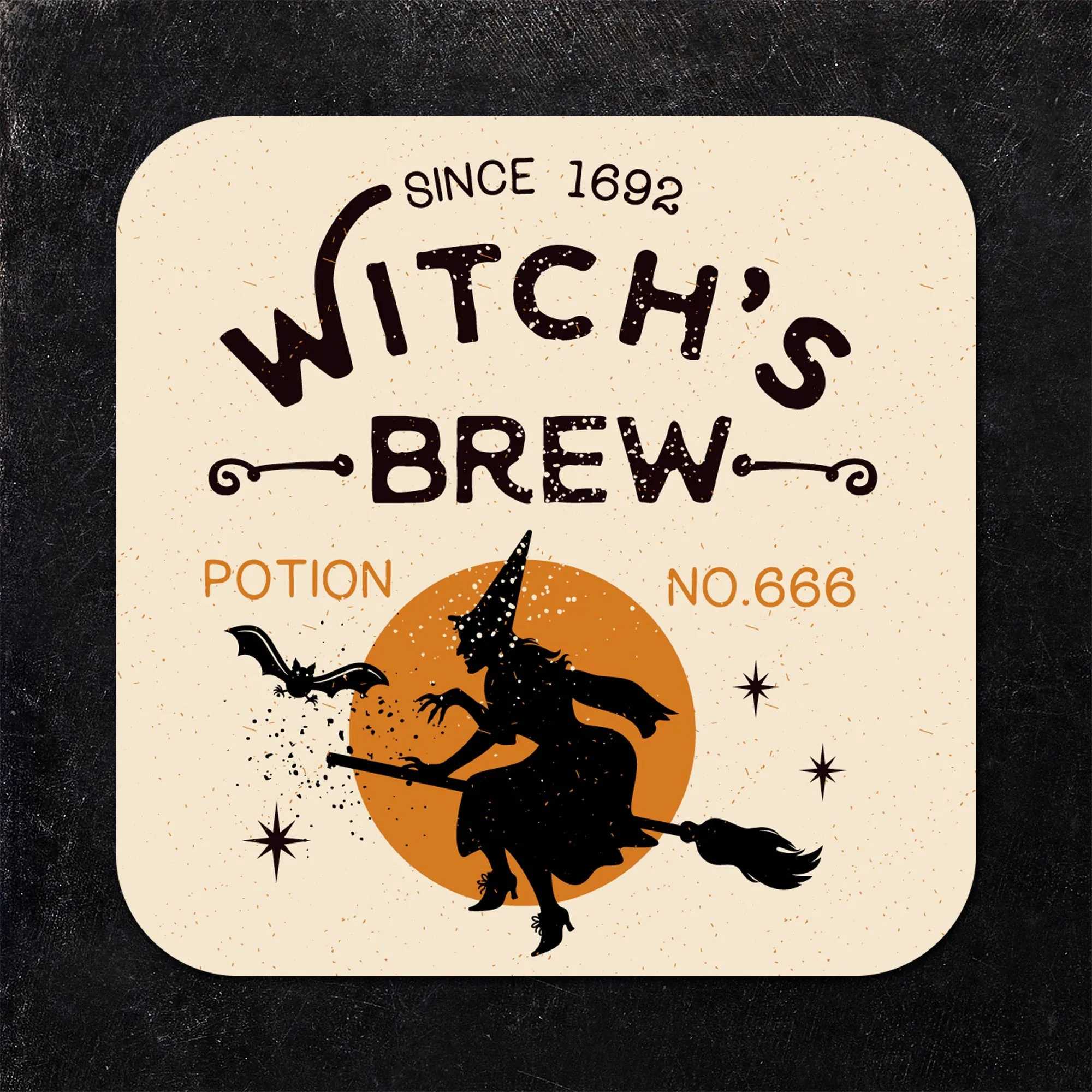 Witch, Poison, Bat, Crow Assorted Halloween Coaster Set